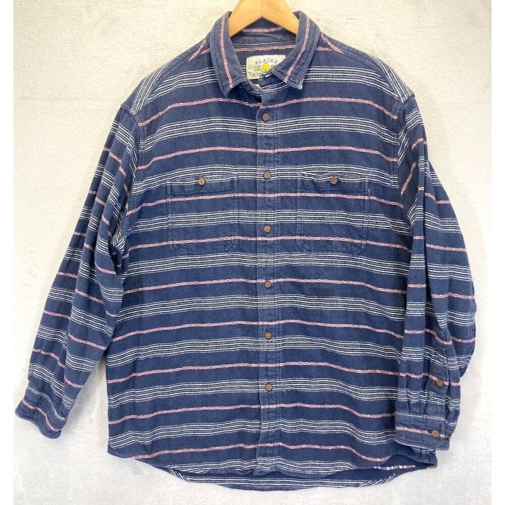 VTG Alaska Wilderness‎ Flannel Shirt Mens XXL Striped Button Long Sleeve 90s Y2K